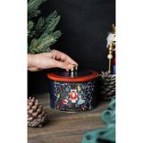 Evle Metal Çok Amaçlı Dokulu Saklama Kabı, Dekoratif Saklama Kutusu 14 Cm, Tales Nutcracker Er141-V1