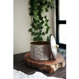 EVLE Metal Çok Amaçlı Dokulu Saklama Kabı, Dekoratif Saklama Kutusu 14x10 Cm, 1.3 Litre, Retro Er141-u6