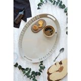 EVLE Metal Oval Servis Tepsisi, Büyük Tepsi, Çay Kahve Tepsisi