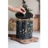 EVLE-Terrazo Desenli Erzak Saklama Kabı - Metal Saklama Kabı 17,5 Cm X 18 Cm (Terrazzo Black)