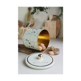 Evle-Terrazo Desenli Yuvarlak Metal Saklama Kabı, Erzak Saklama Kabı - Organizer Kutu 14 cm x 12,5 cm (Terrazzo Cream) - 0 Siyah - Option-1