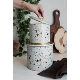 EVLE Terrazzo Desenli Metal Saklama Kabı Seti - 2'li Set (1,7 LT - 3,5 LT), Erb45u4