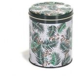EVLE VİNTAGE GREEN DESENLİ METAL SAKLAMA KABI SİLİNDİR DÜZ KAPAK 1,04 LT
