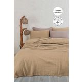 Evlen Home Collection %100 Pamuk Çift Kişilik Müslin Yatak Örtüsü 4 Katlı Yumuşak Battaniye Müslin Pike Takımı 3 Parça