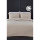 Evlen Home Collection %100 Pamuk Çift Kişilik Pike Takımı Özel Taş Yıkama Yatak Örtüsü Barbara 3 Parça Lüks Yumuşak Bej