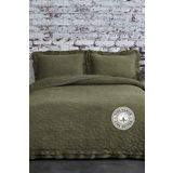 Evlen Home Collection %100 Pamuk Çift Kişilik Pike Takımı Özel Taş Yıkama Yatak Örtüsü Lüks Yumuşak Modern Chester Yeşil