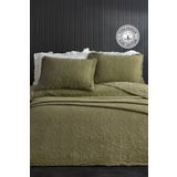 Evlen Home Collection %100 Pamuk Çift Kişilik Pike Takımı Özel Taş Yıkama Yatak Örtüsü Yumuşak Modern Rabio Yeşil