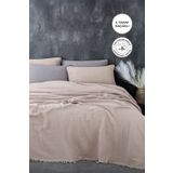 Evlen Home Collection %100 Pamuk Müslin Yatak Örtüsü Seti Tek Kişilik 4 Kat Yumuşak Müslin Pike Takımı Battaniye Capp