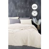 Evlen Home Collection %100 Pamuk Müslin Yatak Örtüsü Seti Tek Kişilik 4 Kat Yumuşak Müslin Pike Takımı Battaniye Krem