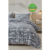 Evlen Home Collection Çift Kişilik Kürk Tavşan Tüyü Yorgan Uyku Seti Yumuşak Dolgulu Wellsoft Peluş 3 Parça Mia Antrasit