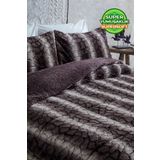 Evlen Home Collection Çift (Taraflı) Kişilik Kürk Yorgan Dolgulu Peluş Yumuşak Wellsoft Yatak Örtüsü 3 Parça Eter Kahve
