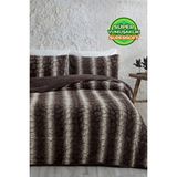 Evlen Home Collection Çift (Taraflı) Kişilik Kürk Yorgan Dolgulu Peluş Yumuşak Wellsoft Yatak Örtüsü 3 Parça Set Eter - Kahverengi - 220 x 240 cm