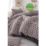 Evlen Home Collection Çift (TARAFLI) Kişilik Kürk Yorgan Uyku Seti Yumuşak Dolgulu Yatak Örtüsü 3 Parça Polo Gri