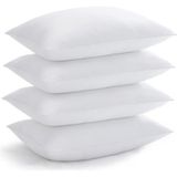 Evlen Home Collection Elyaf Dolgulu 4 Adet Silikon Yastık 50X70 cm Pamuk Otel Yastık Beyaz Yumuşak - 50 x 70 cm - Kar Beyaz