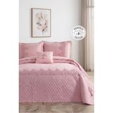 Evlen Home Collection Evlen Home Diamond Dantelli Çift Kişilik Yatak Örtüsü 4 Parça Pudra - 250 x 260 cm