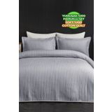 Evlen Home Collection Judy Pamuklu Yatak Örtüsü ( Pike ) Takımı Çift Kişilik Çizgili Günlük Sade Düz Gri
