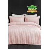 Evlen Home Collection Judy Pamuklu Yatak Örtüsü ( Pike ) Takımı Çift Kişilik Kapitone Çizgili Günlük Sade Düz Pudra