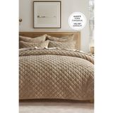 Evlen Home Collection Kapitone Kadife Yatak Örtüsü Seti Çift Kişilik Supersoft 3 Parça Kahve Yumuşak Elyaf Dolgulu Çeyiz