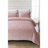 Evlen Home Collection Kapitone Kadife Yatak Örtüsü Seti Çift Kişilik Supersoft 3 Parça Yumuşak Elyaf Dolgulu Çeyizlik - 220 x 240 cm - Pudra