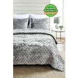 Evlen Home Collection Kapitone Kadife Yatak Örtüsü Seti Çift Kişilik Supersoft 3 Parça Yumuşak Elyaf Dolgulu Çeyizlik Gri