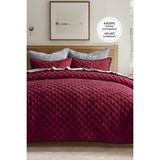 Evlen Home Collection Kapitone Kadife Yatak Örtüsü Seti Tek Kişilik Supersoft 2 Parça Yumuşak Elyaf Dolgulu Çeyizlik - 170 x 230 cm - Kırmızı