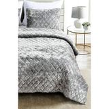 Evlen Home Collection Kapitone Kadife Yatak Örtüsü Seti Tek Kişilik Supersoft 2 Parça Yumuşak Elyaf Dolgulu Çeyizlik - Gri - 170 x 230 cm