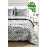 Evlen Home Collection Kapitone Kadife Yatak Örtüsü Seti Tek Kişilik Supersoft 2 Parça Yumuşak Elyaf Dolgulu Çeyizlik Gri