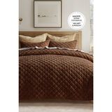 Evlen Home Collection Kapitone Kadife Yatak Örtüsü Seti Tek Kişilik Supersoft 2 Parça Yumuşak Elyaf Dolgulu Çeyizlik - Kahverengi - 170 x 230 cm