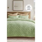 Evlen Home Collection Kapitone Kadife Yatak Örtüsü Seti Tek Kişilik Supersoft 2 Parça Yumuşak Elyaf Dolgulu Yeşil