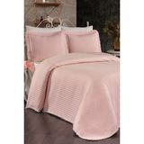 Evlen Home Collection Kapitone Ponpon 3 Parça Yatak Örtüsü Çift Kişilik - Pudra - 240 x 250 cm
