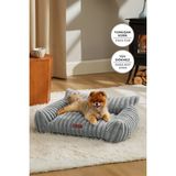 Evlen Home Collection Kürk Peluş Kedi Köpek Evcil Hayvan Yatağı PatiChill Yıkanabilir Kaymaz Taban Luna Lüks Ortopedik Su Geçirmez Gri