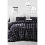 Evlen Home Collection Kürk Tavşan Tüyü Yorgan Çift Kişilik Dolgulu Peluş Yumuşak Wellsoft Yatak Örtüsü 3 Parça Set Lory - Antrasit - 220 x 240 cm