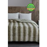 Evlen Home Collection Kürk Tavşan Tüyü Yorgan Çift Kişilik KF Dolgulu Peluş Yumuşak Kışlık Yatak Örtüsü 1 Parça Set