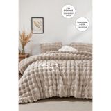 Evlen Home Collection Kürk Tavşan Tüyü Yorgan Tek Kişilik Dolgulu Peluş Yumuşak Wellsoft Çift Taraflı Yatak Örtüsü 2 Parça Set Lory Bej - 170 x 220 cm