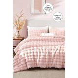 Evlen Home Collection Kürk Yatak Örtüsü Çift Kişilik Dolgulu Peluş Yumuşak Çift Taraflı Yorgan 3 Parça Lory Pudra
