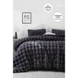 Evlen Home Collection Kürk Yatak Örtüsü Seti Tek Kişilik Dolgulu Peluş Yumuşak Yorgan Tavşan Tüyü 2 Parça Lory Antrasit