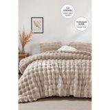 Evlen Home Collection Kürk Yatak Örtüsü Seti Tek Kişilik Dolgulu Peluş Yumuşak Yorgan Tavşan Tüyü 2 Parça Lory Bej