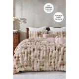 Evlen Home Collection Kürk Yatak Örtüsü Tek Kişilik Dolgulu Peluş Yumuşak Tavşan Tüyü Yorgan 2 Parça Paye Krem Bej
