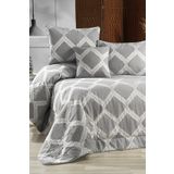 Evlen Home Collection Lamora Jakarlı Yatak Örtüsü Seti (4 Parça) Dolgulu Yumuşak Gri