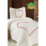 Evlen Home Collection Larin Kalpli Ponponlu %100 Pamuk Tek Kişilik Yatak Örtüsü ( Pike ) Takımı - 180 x 220 cm - Krem