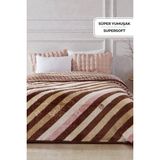 Evlen Home Collection Lora 3 kg Embos Baskılı Battaniye Çift Kişilik Kalın Yumuşak 210X230 cm Kahve Bej - 220 x 240 cm - Kahverengi