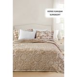 Evlen Home Collection Maya 3 kg Embos Baskılı Battaniye Çift Kişilik Kalın Yumuşak 210X230 cm Bej - 220 x 240 cm