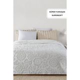 Evlen Home Collection Maya 3 Kg Embos Baskılı Battaniye Çift Kişilik Kalın Yumuşak 210x230 cm Krem Kırık Beyaz