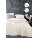 Evlen Home Collection Müslin Pamuk Tek Kişilik Yatak Örtüsü ( Pike ) Takımı 4 Katlı Yumuşak Battaniye 2 Parça Krem Kırık Beyaz - 180 x 240 cm