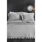 Evlen Home Collection Pamuk Çift Kişilik Özel Taş Yıkama Yatak Örtüsü Lüks Yumuşak Dayanıklı Modern Chester - Gri - 240 x 250 cm
