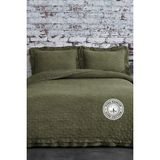 Evlen Home Collection Pamuk Çift Kişilik Özel Taş Yıkama Yatak Örtüsü Lüks Yumuşak Dayanıklı Modern Chester - Yeşil - 240 x 250 cm