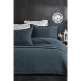 Evlen Home Collection Pamuk Çift Kişilik Özel Taş Yıkama Yatak Örtüsü Lüks Yumuşak Dayanıklı Modern Vitali - Mavi - 240 x 250 cm