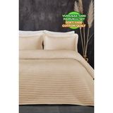 Evlen Home Collection Pamuk Yatak Örtüsü ( Pike ) Takımı Tek Kişilik Judy Yatay Çizgili Kapitone Bej - 180 x 240 cm