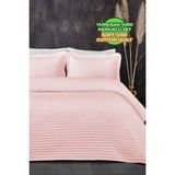Evlen Home Collection Pamuk Yatak Örtüsü ( Pike ) Takımı Tek Kişilik Judy Yatay Çizgili Kapitone Pudra - 180 x 240 cm