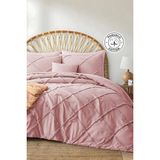 Evlen Home Collection Pamuklu Aimar Çift Kişilik Yatak Örtüsü Takımı Günlük Elyaf Dolgulu - Pudra - 240 x 250 cm